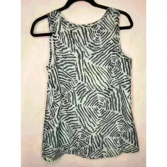 Ann Taylor LOFT, Blue Zebra Print, Polyester, Sleeveless Tank Top, Blouse - Picture 7 of 8
